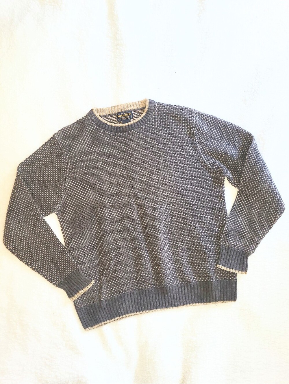 Woolrich Vintage 1990's Men's Fisherman Sweater Charcoal Brown Size Medium